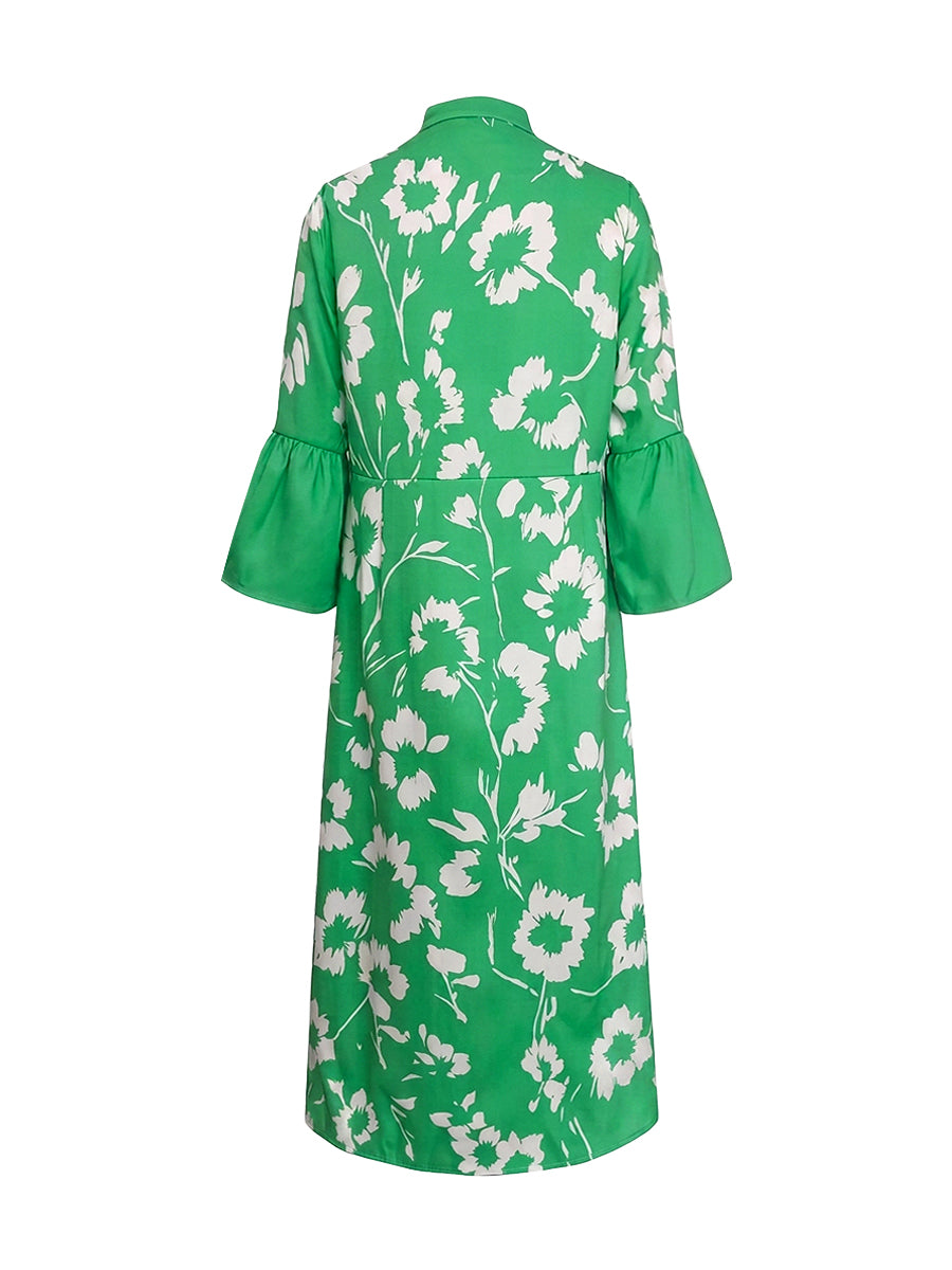 DEANDRA | FLORAL BELL SLEEVE MAXI DRESS - Green Floral
