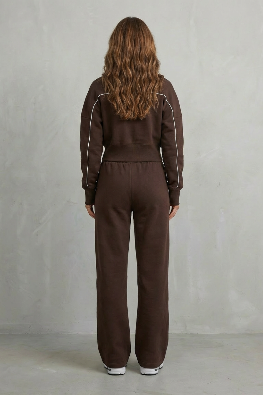 DEANNA | CONTRAST PIPING TRACKSUIT SET - Chocolate Brown