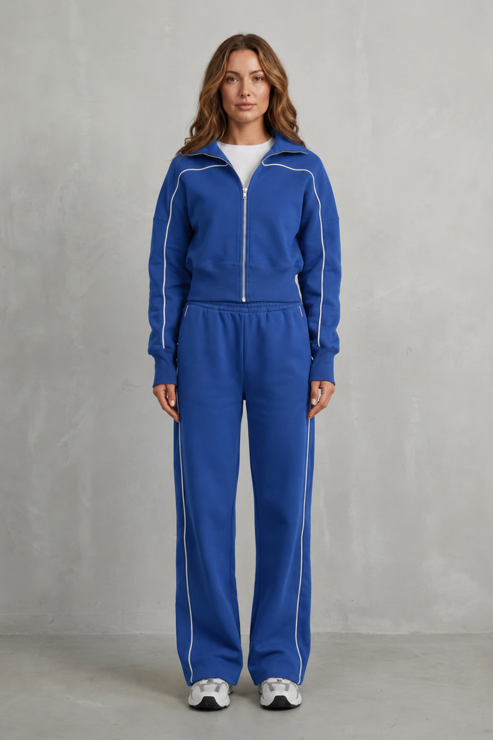 DEANNA | CONTRAST PIPING TRACKSUIT SET - Cobalt Blue