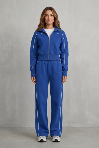 DEANNA | CONTRAST PIPING TRACKSUIT SET - Cobalt Blue