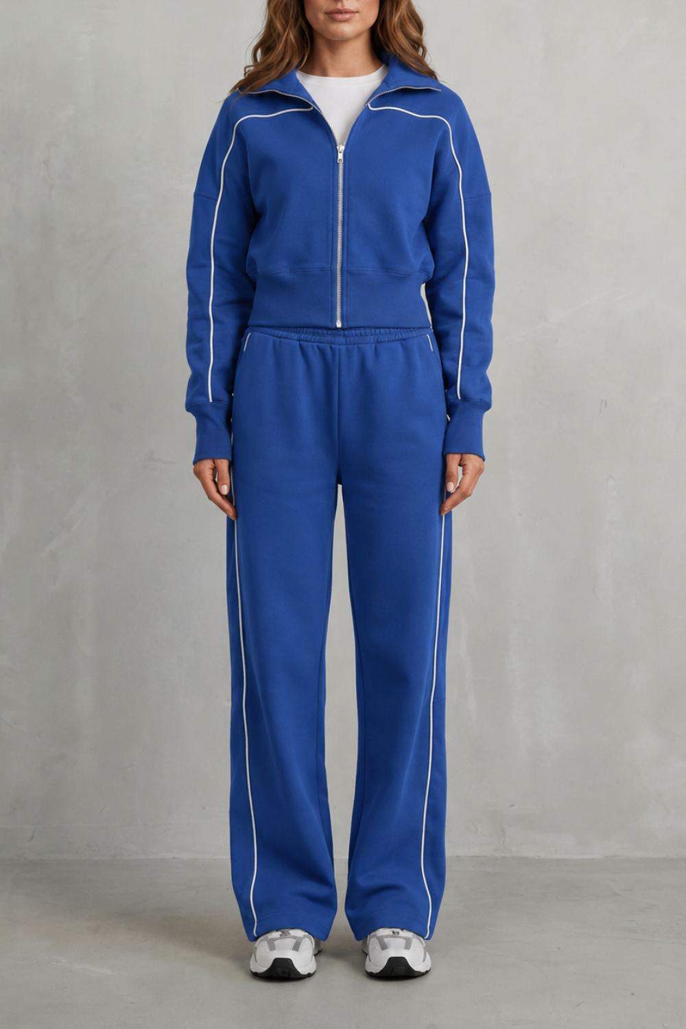 DEANNA | CONTRAST PIPING TRACKSUIT SET - Cobalt Blue