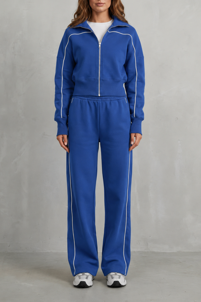 DEANNA | CONTRAST PIPING TRACKSUIT SET - Cobalt Blue