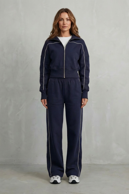 DEANNA | CONTRAST PIPING TRACKSUIT SET - Navy