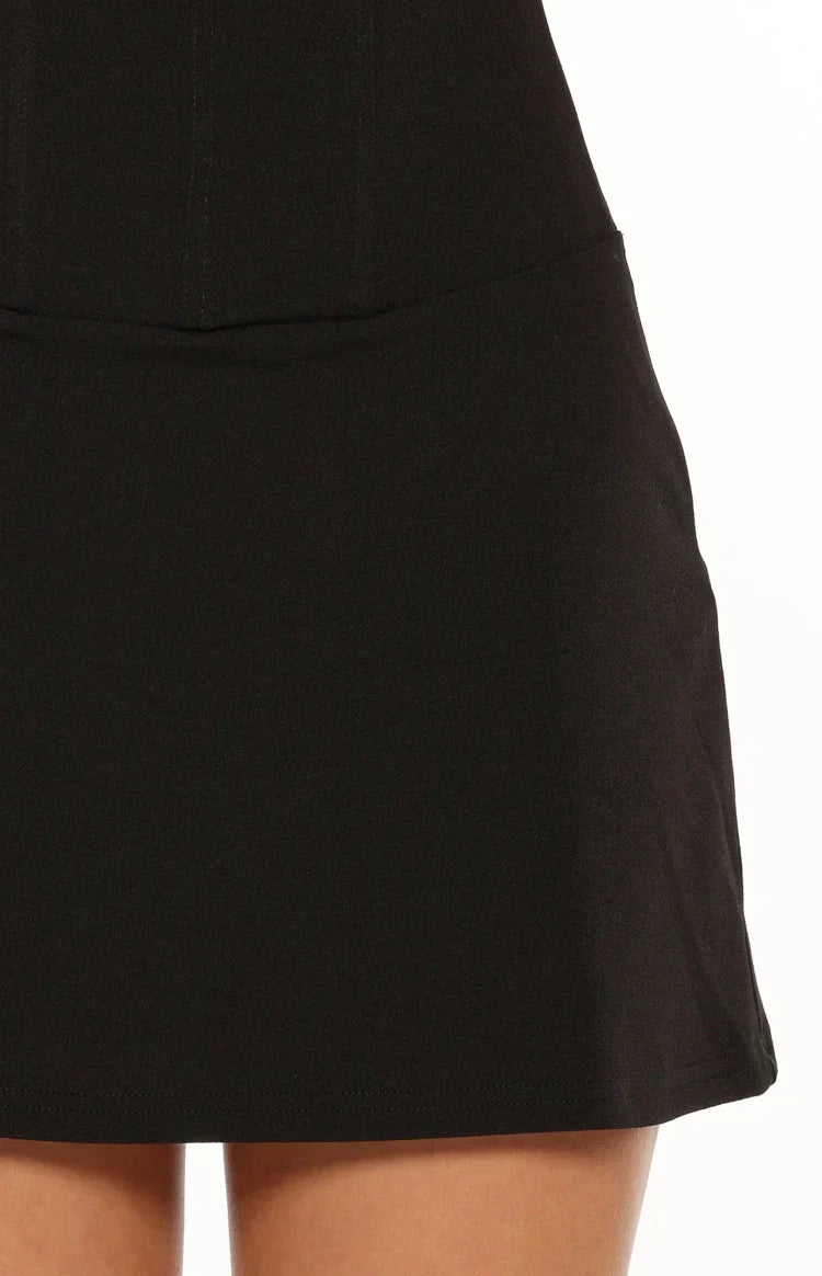 DESSA | CORSET CREPE MINI DRESS - Black