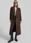 DESTA | LONGLINE BELTED WOOL COAT - Chocolate Brown