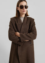 DESTA | LONGLINE BELTED WOOL COAT - Chocolate Brown