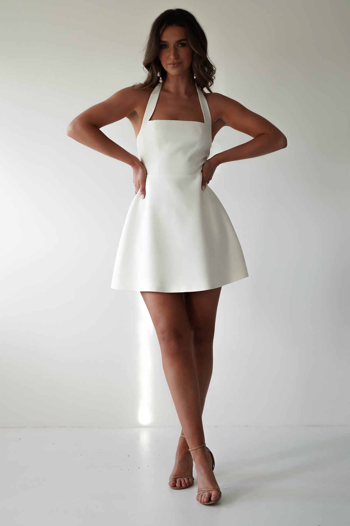 DIONDRA | HALTER MINI DRESS - Ivory