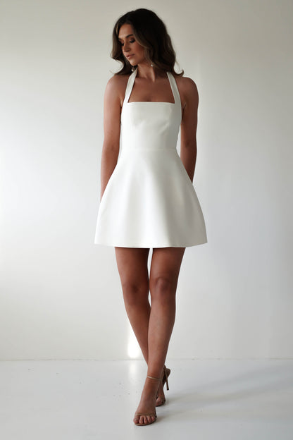 DIONDRA | HALTER MINI DRESS - Ivory