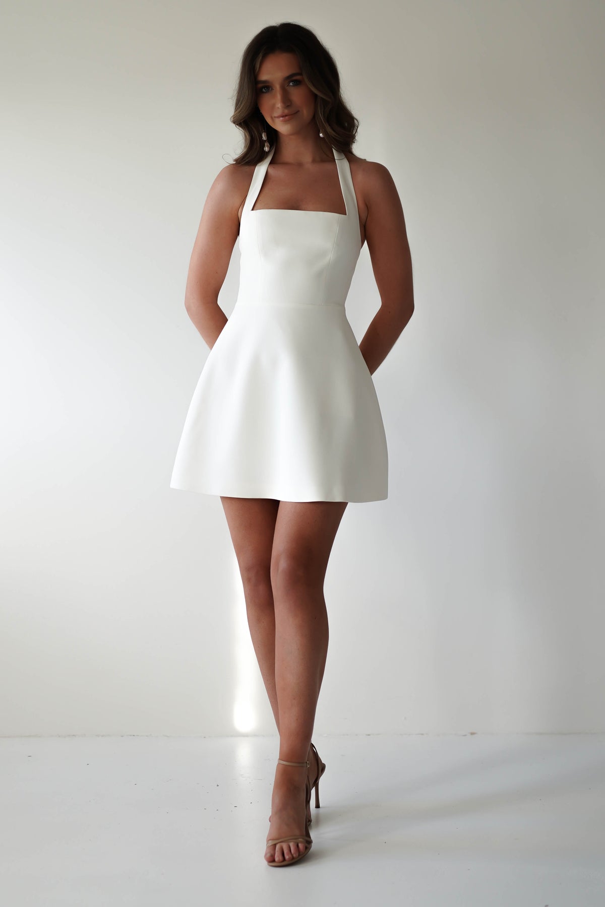 DIONDRA | HALTER MINI DRESS - Ivory