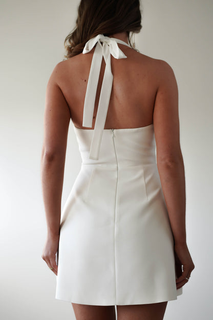 DIONDRA | HALTER MINI DRESS - Ivory