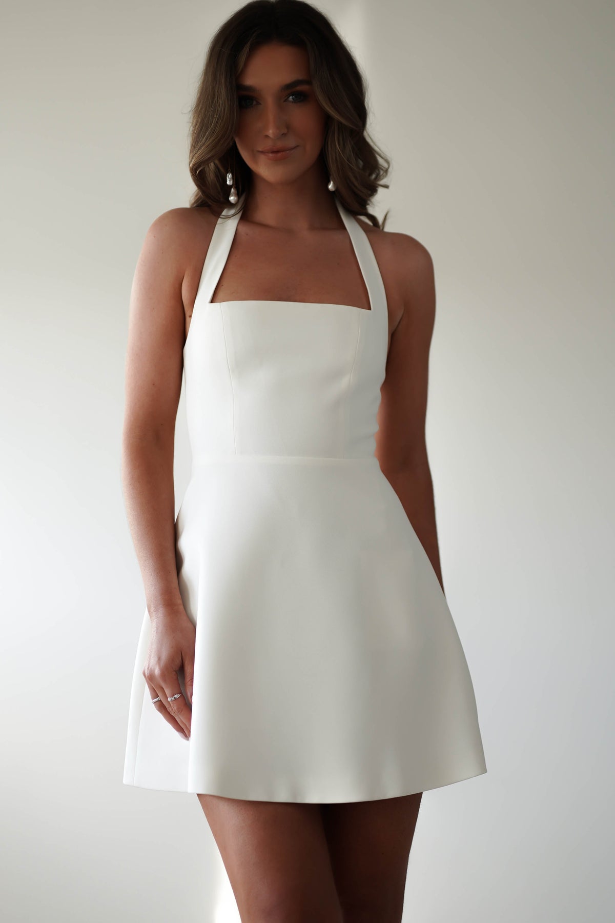 DIONDRA | HALTER MINI DRESS - Ivory