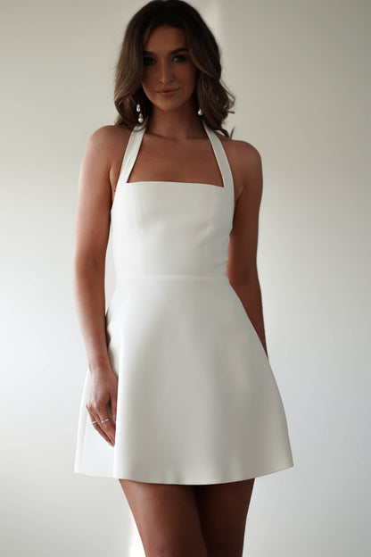 DIONDRA | HALTER MINI DRESS - Ivory