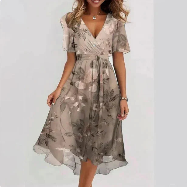 DOMENICA | WRAP MIDI DRESS - Champagne Floral