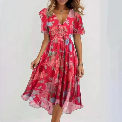 DOMENICA | WRAP MIDI DRESS - Red Floral