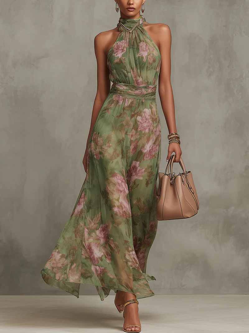 DOMINIKA | MAXI DRESS - Green Floral
