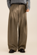 DORIAN | WIDE-LEG PLEATED TROUSERS - Brown