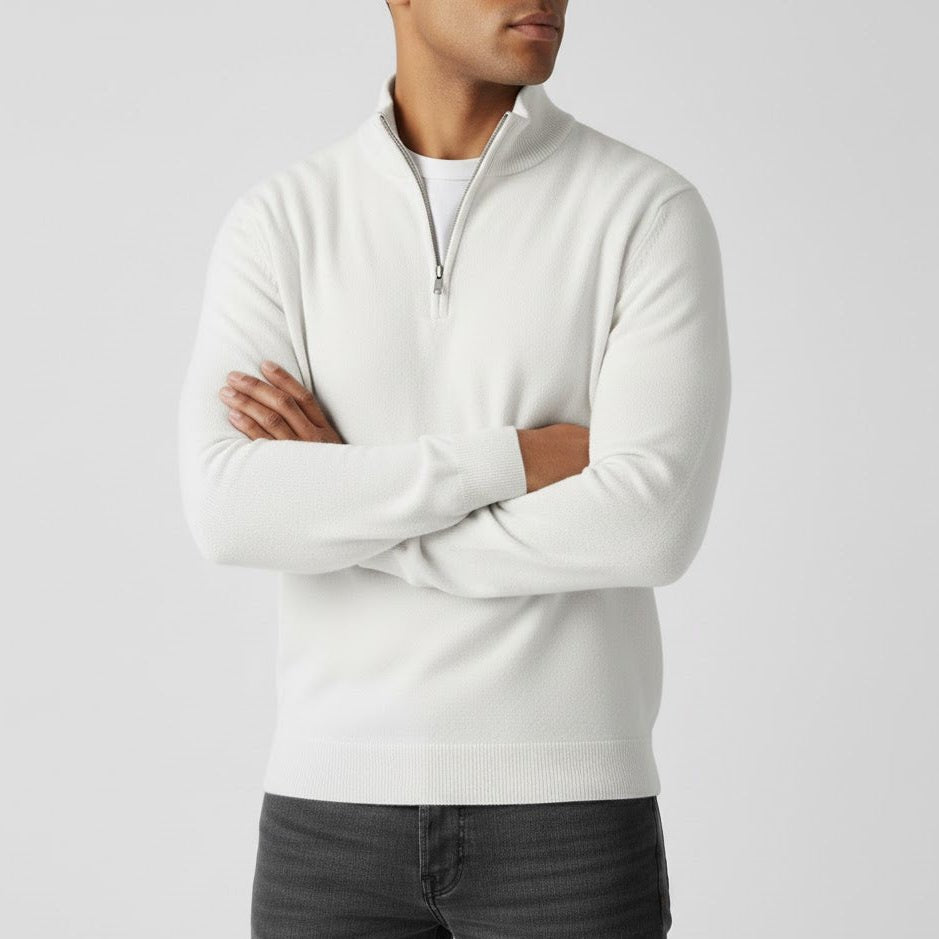EASTON | HALF-ZIP SWEATER - White