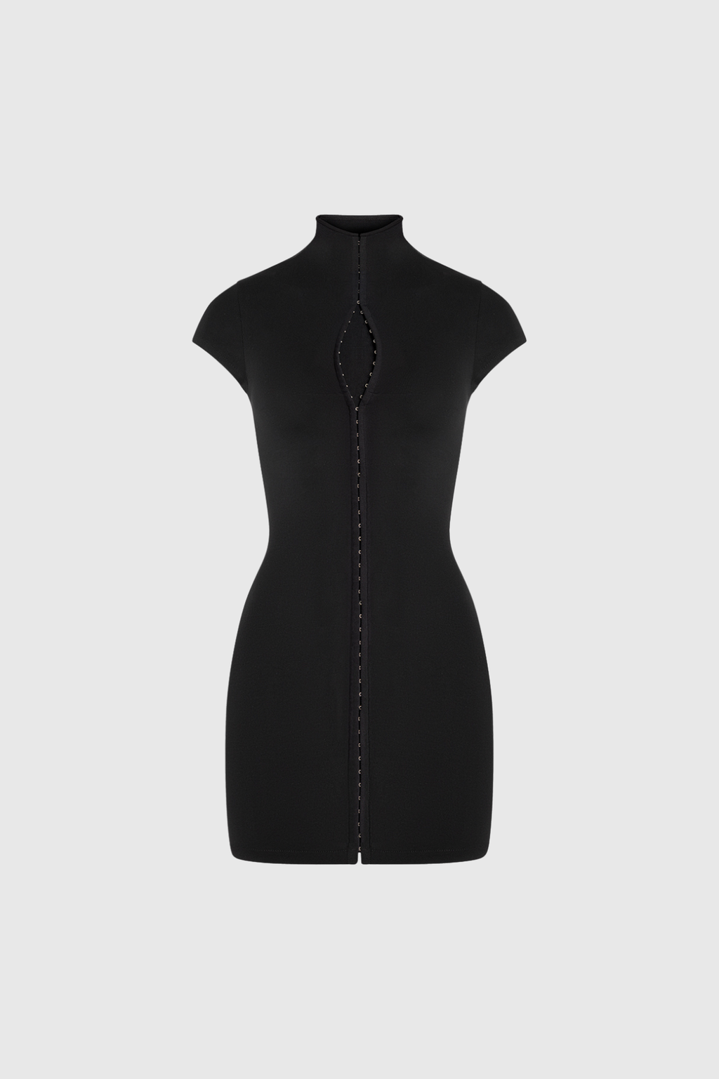 EBBA | KEYHOLE ZIP FRONT MINI DRESS - Black