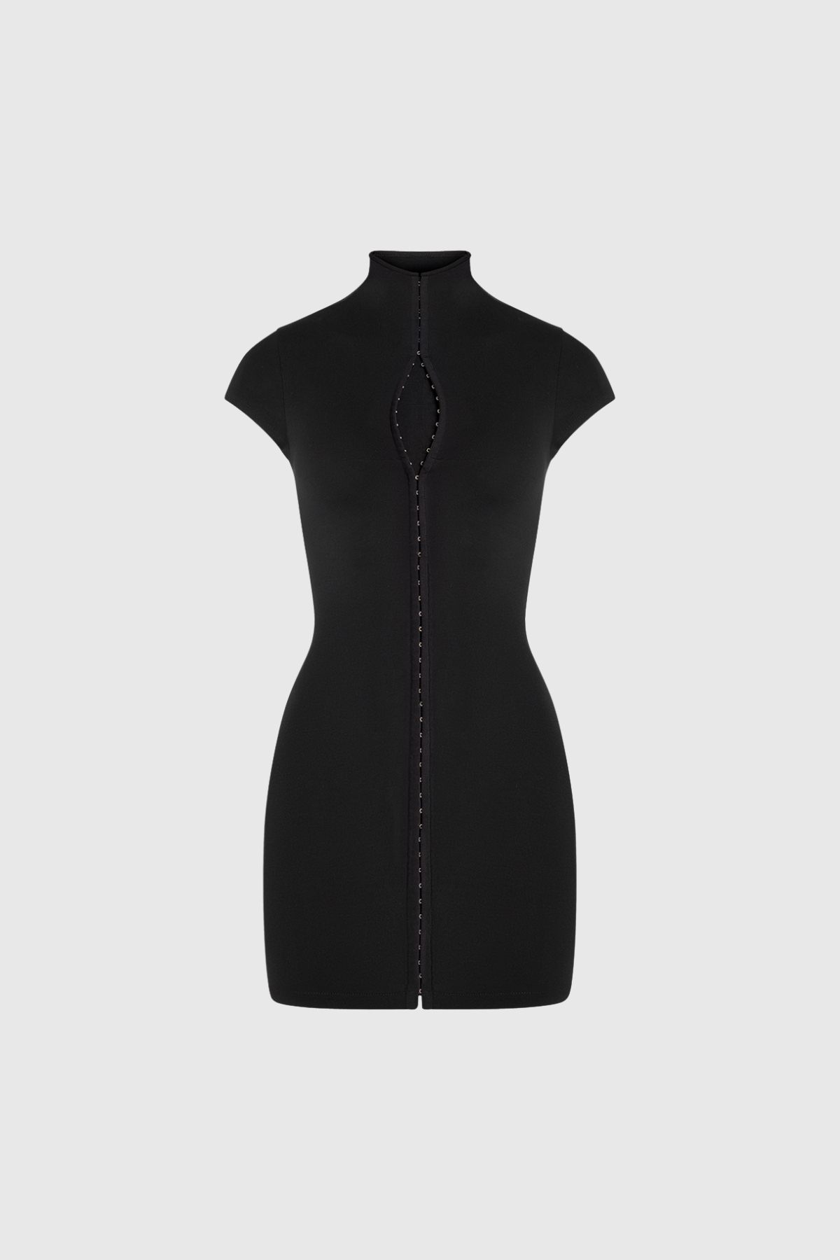EBBA | KEYHOLE ZIP FRONT MINI DRESS - Black