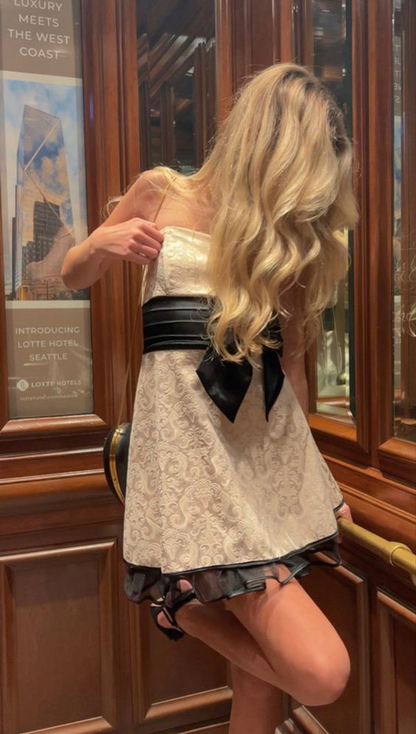 EDWINA | SASH MINI DRESS - Champagne