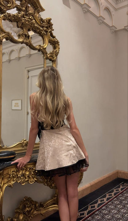 EDWINA | SASH MINI DRESS - Champagne