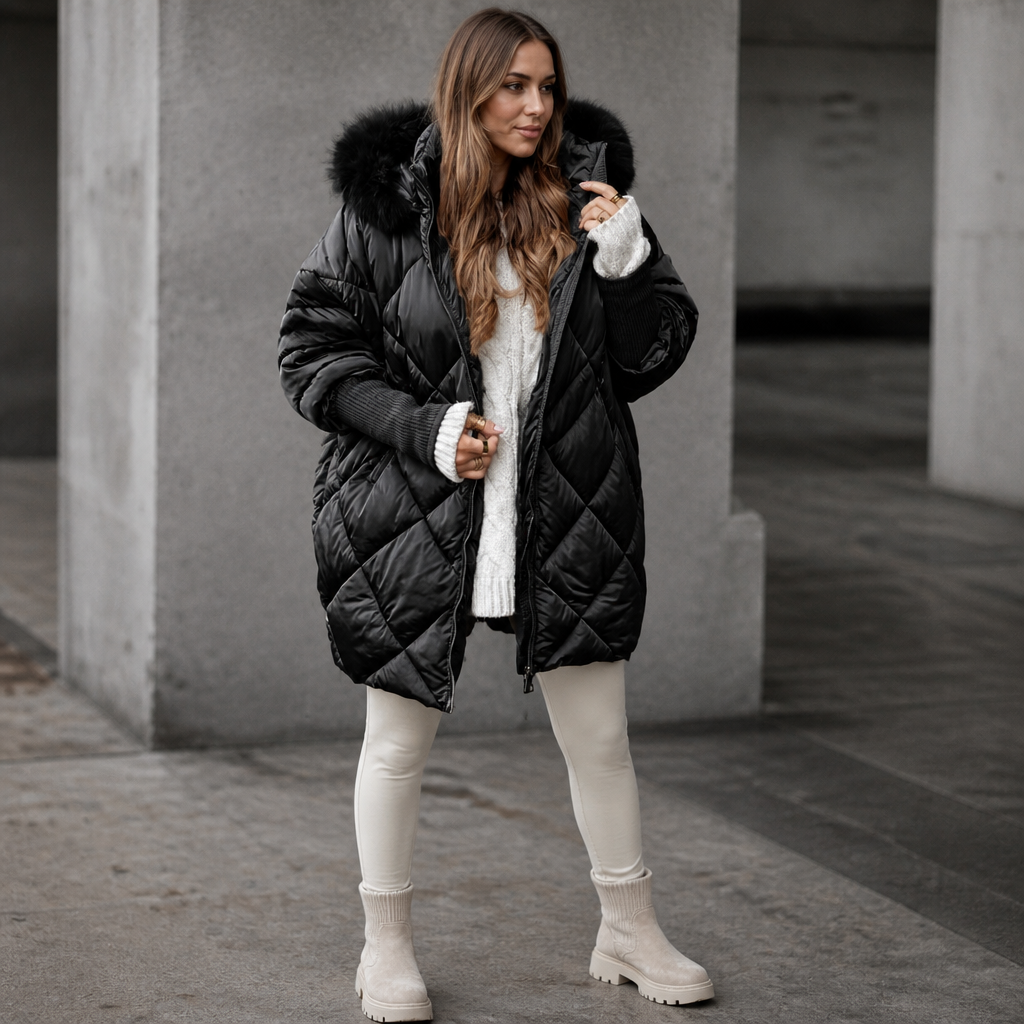 ELANA | OVERSIZED FAUX FUR HOOD PARKA - Black