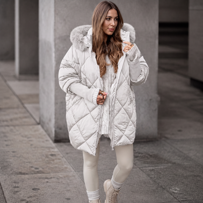 ELANA | OVERSIZED FAUX FUR HOOD PARKA - White