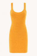 ELDORA | SCOOP NECK BANDAGE MINI DRESS - Marigold