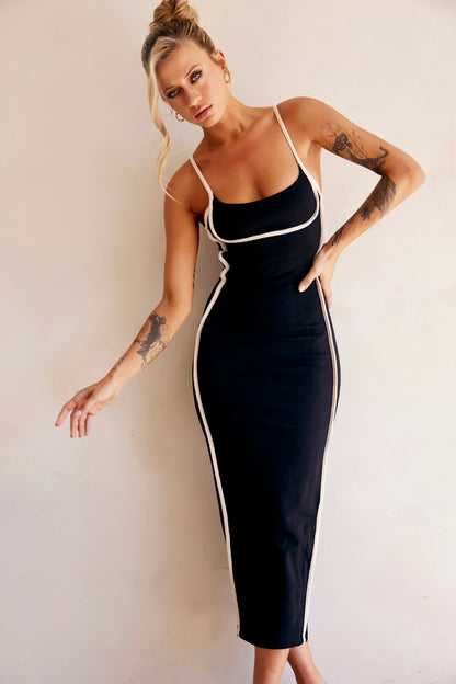 ELEONORA | BODYCON MIDI DRESS - Black