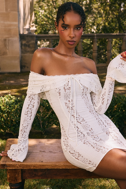 ELISABETH | OFF SHOULDER MINI DRESS - Ivory