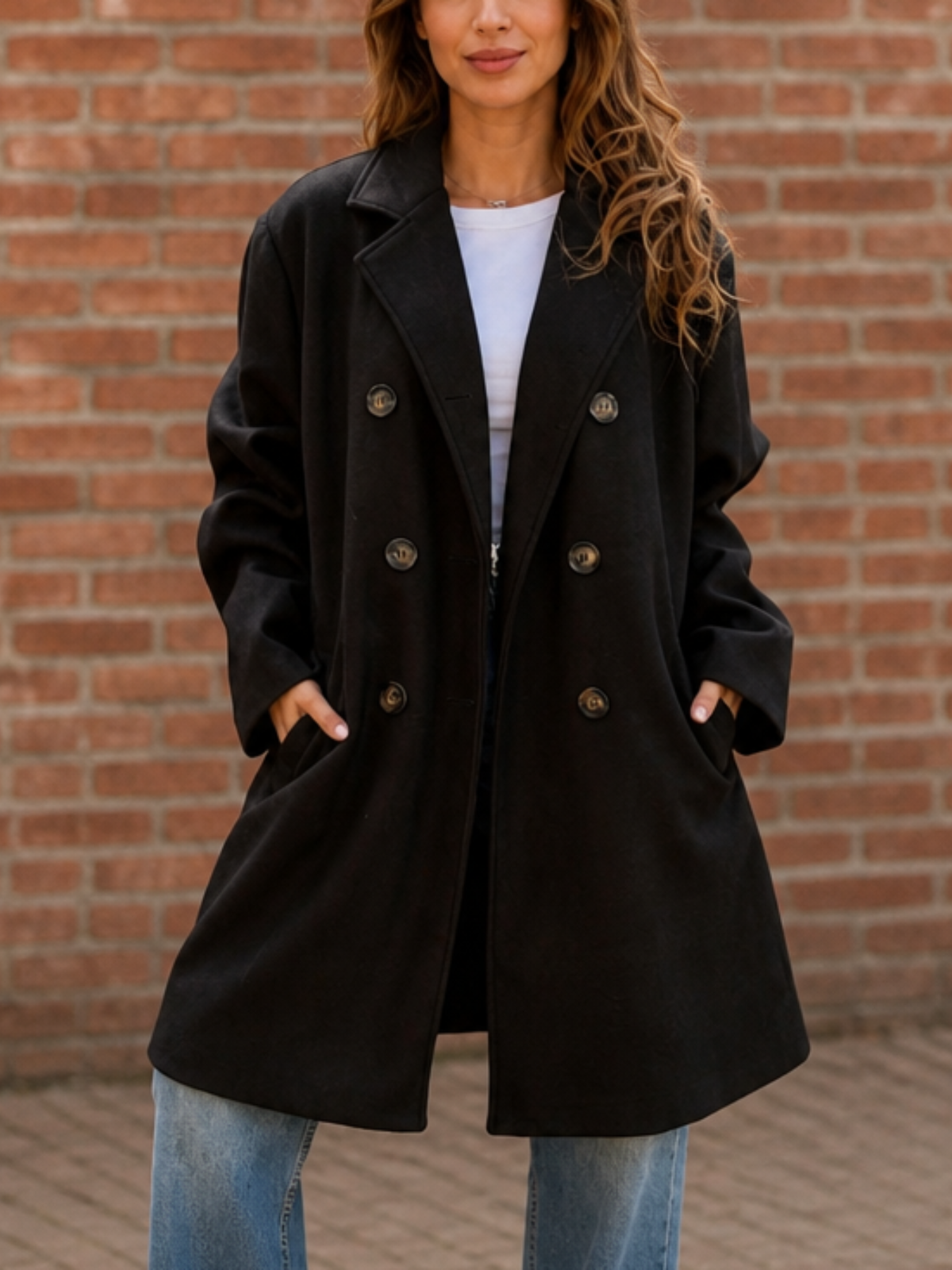 ELISSA | DOUBLE-BREASTED STRUCTURED COAT - Black