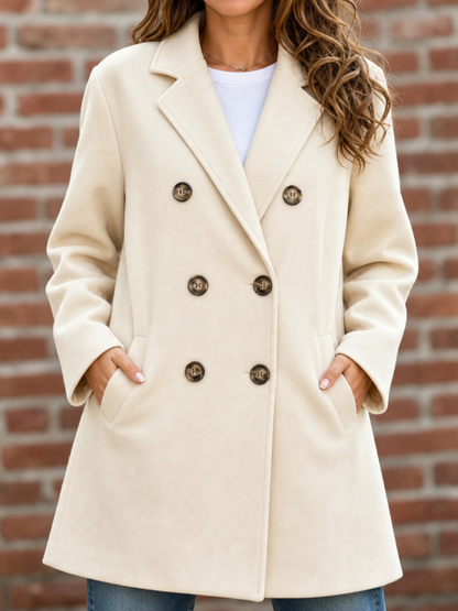 ELISSA | DOUBLE-BREASTED STRUCTURED COAT - Cream