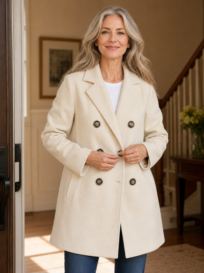 ELISSA | DOUBLE-BREASTED STRUCTURED COAT - Cream