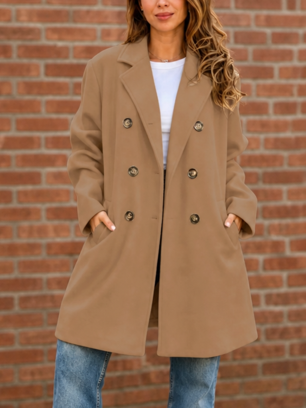 ELISSA | DOUBLE-BREASTED STRUCTURED COAT - Khaki