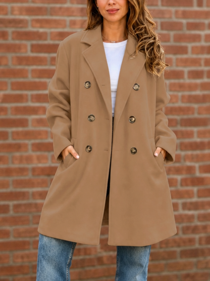 ELISSA | DOUBLE-BREASTED STRUCTURED COAT - Khaki