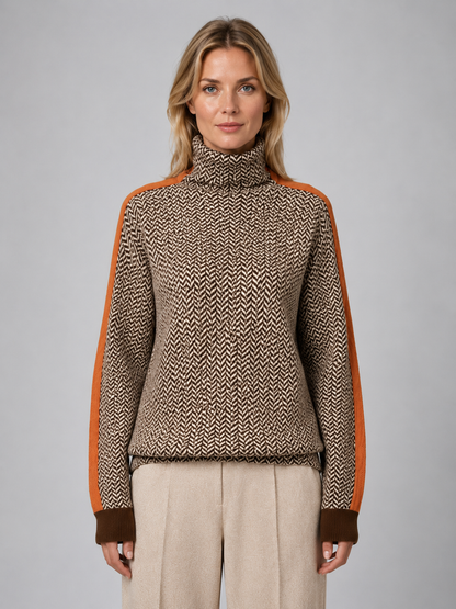 ELOUISE | HERRINGBONE TURTLENECK SWEATER - Orange