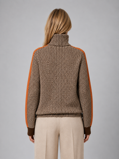 ELOUISE | HERRINGBONE TURTLENECK SWEATER - Orange