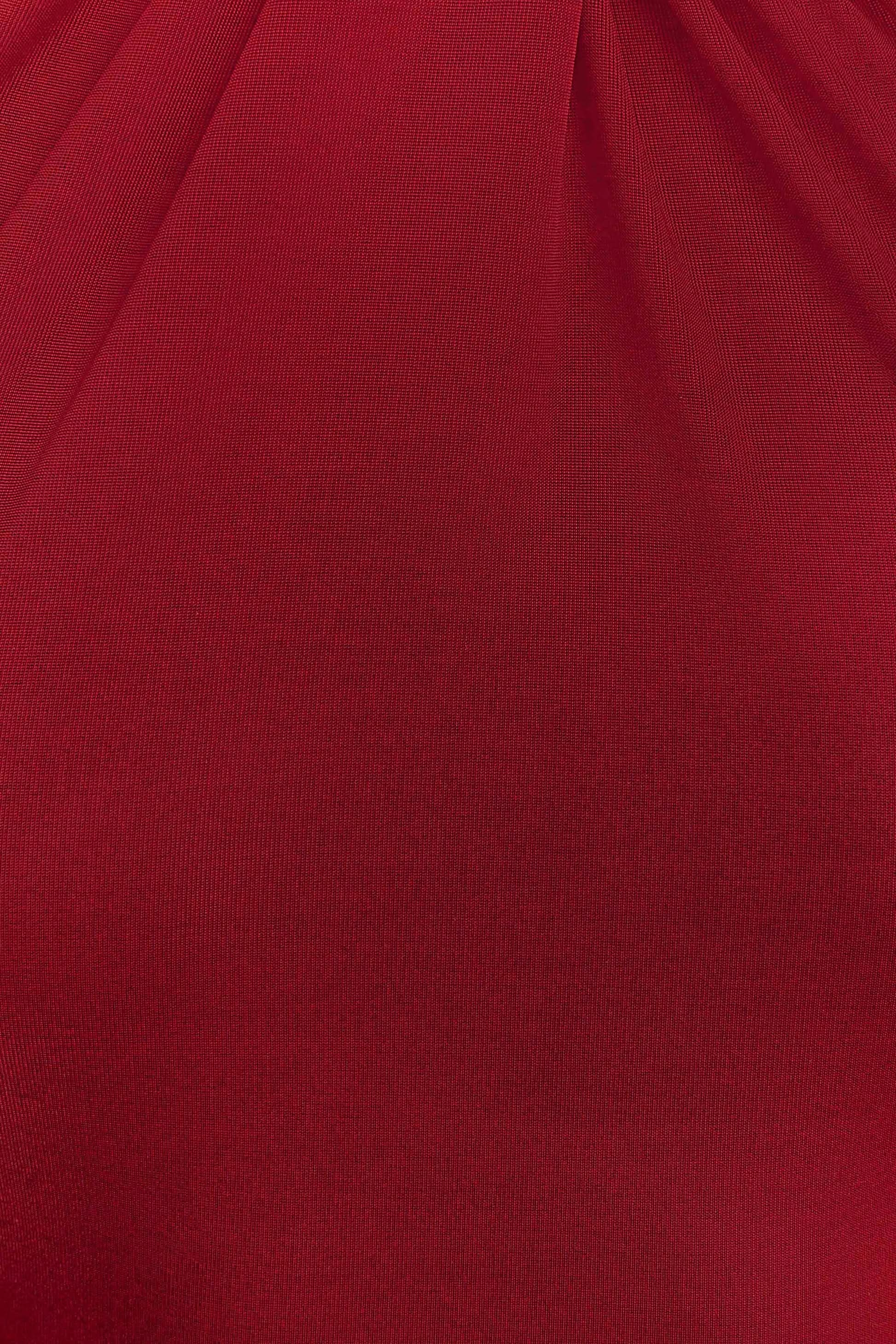 Red maxi dress fabric texture close-up detail