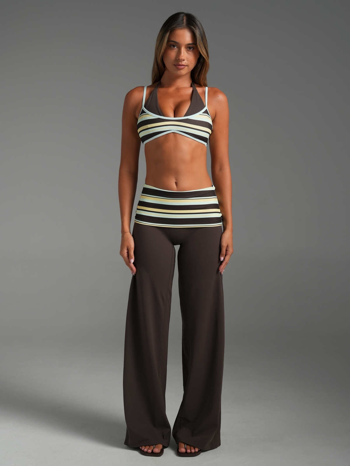EMMANUELLE | FOLDOVER WIDE LEG PANTS - Chocolate Brown