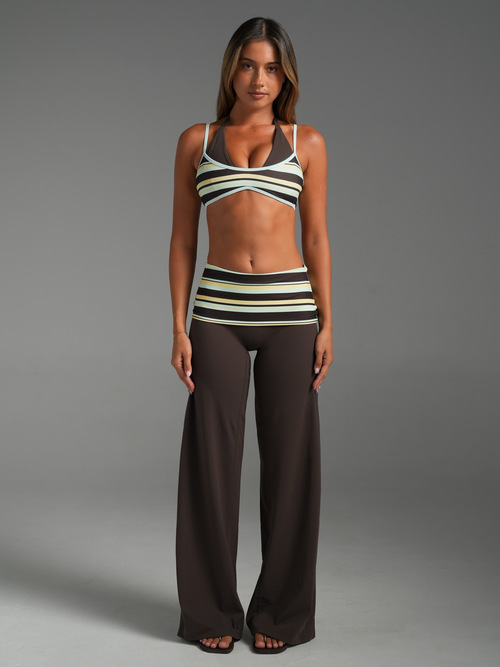 EMMANUELLE | FOLDOVER WIDE LEG PANTS - Chocolate Brown