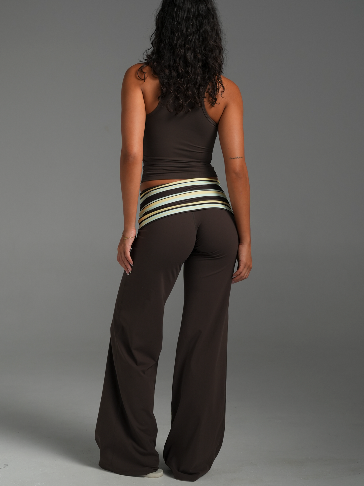 EMMANUELLE | FOLDOVER WIDE LEG PANTS - Chocolate Brown