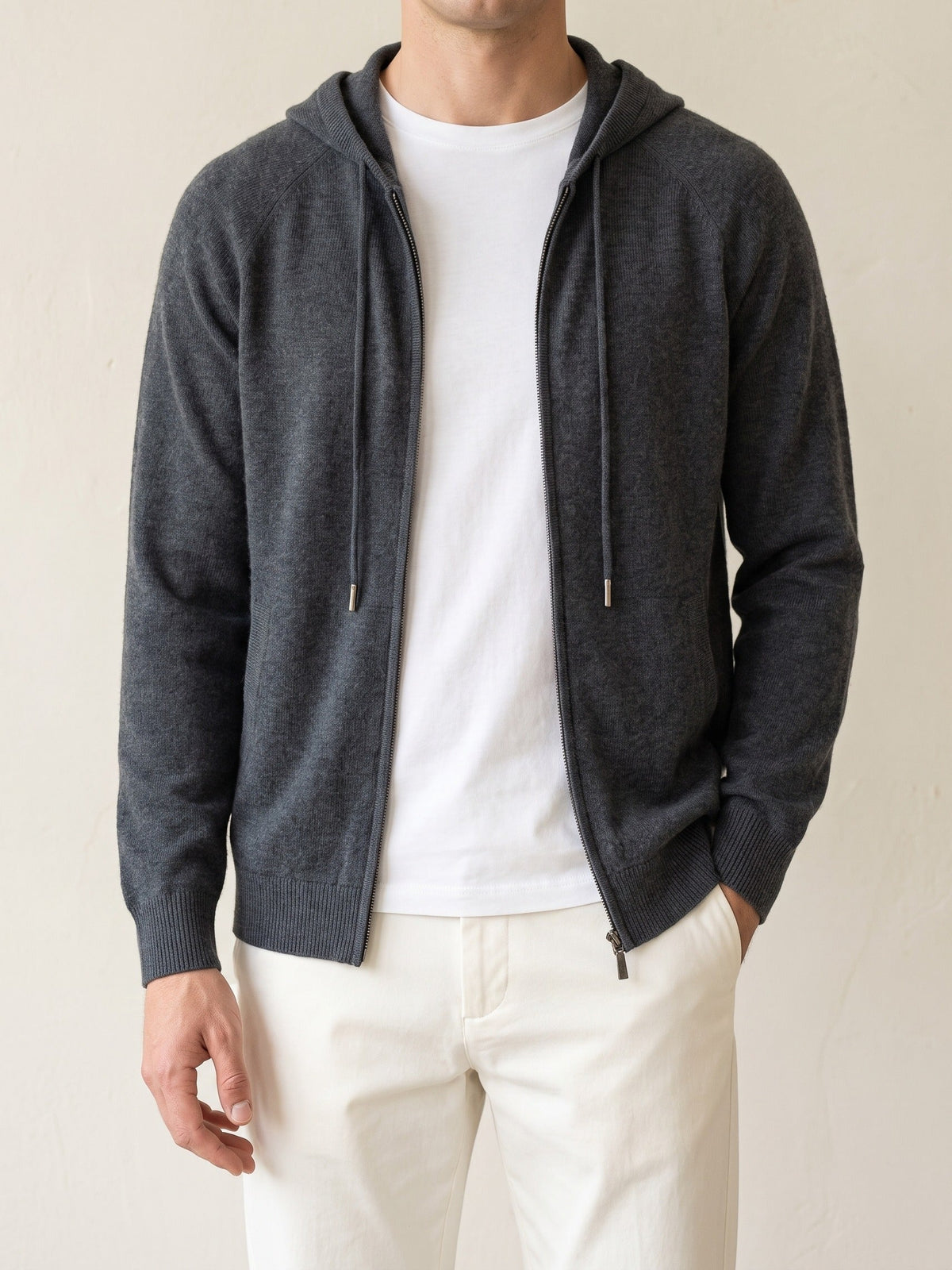ENZO | HOODED ZIP CARDIGAN - Elephant Gray