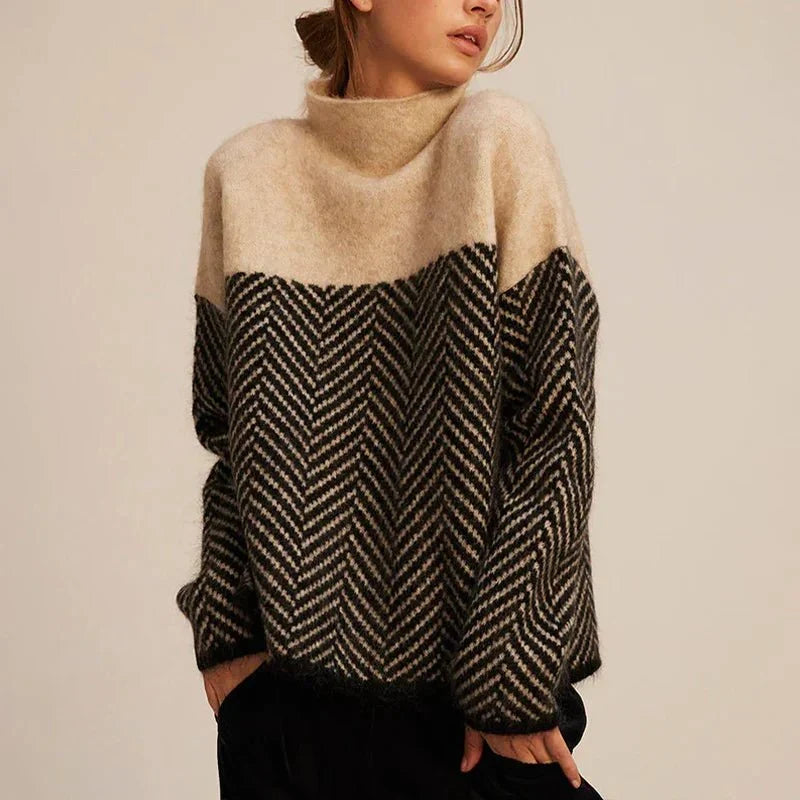 ESMA | HERRINGBONE KNIT TOP - Beige