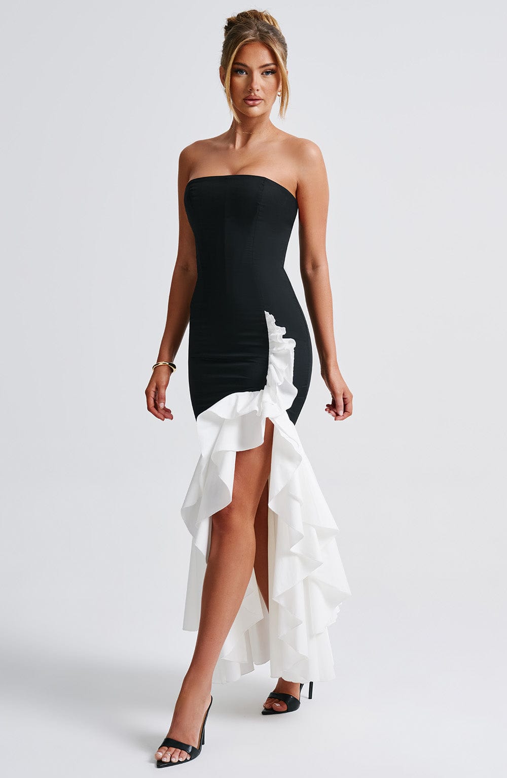 ESPERANZA | RUFFLE MAXI DRESS - Black and White