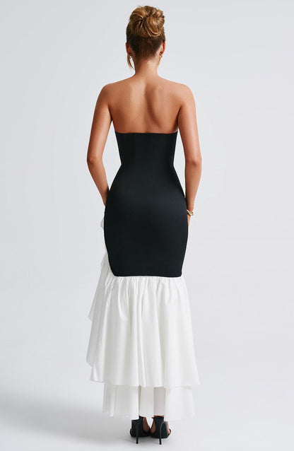 ESPERANZA | RUFFLE MAXI DRESS - Black and White
