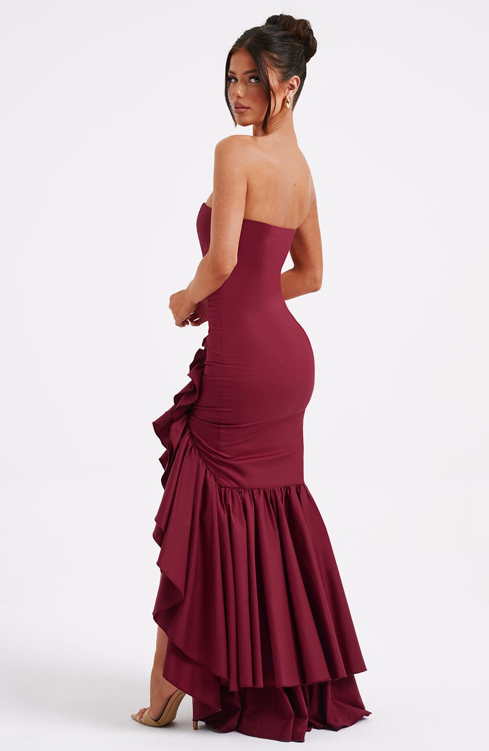 ESPERANZA | RUFFLE MAXI DRESS - Burgundy