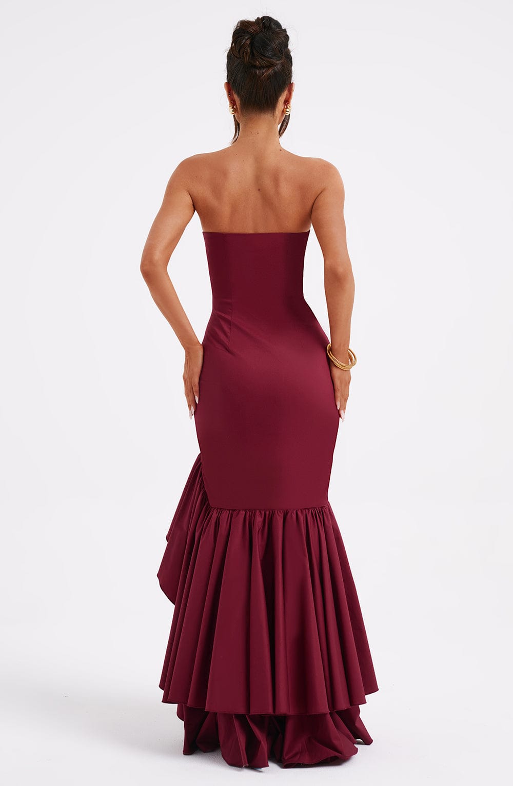 ESPERANZA | RUFFLE MAXI DRESS - Burgundy