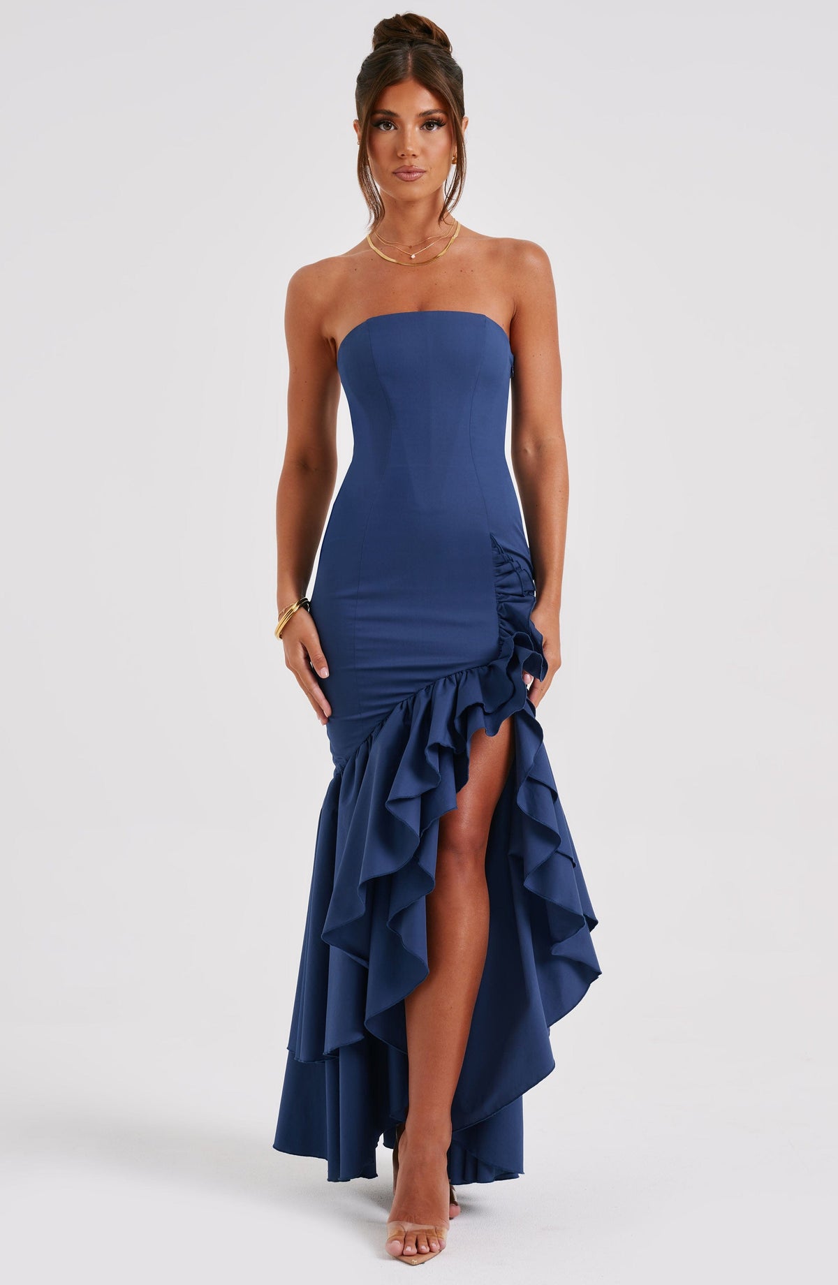 ESPERANZA | RUFFLE MAXI DRESS - Navy