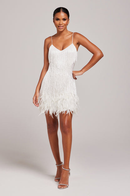 ESTEE | FRINGE MINI DRESS - White