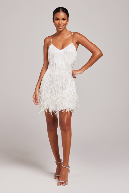ESTEE | FRINGE MINI DRESS - White